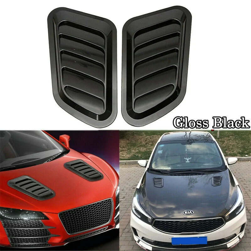 

2pcs Carbon Look Universal Car Front Engine Hood Scoop Bonnet Air Flow Intake Vents Decoration Modified Accessory