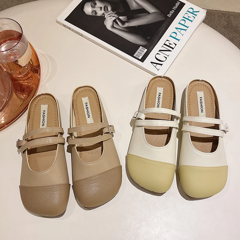 

Shoes Woman 2022 Slippers Summer Cover Toe Low Platform Loafers Pantofle Flat New Basic PU Slides Rubber Female Shoes Ladies' Sl