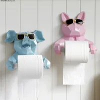 Bathroom Toilet Paper Holder Home Decoration Wall-mounted Tissue Holder Creative Geometric Art Statue Dog/cat Roll Paper Holder
