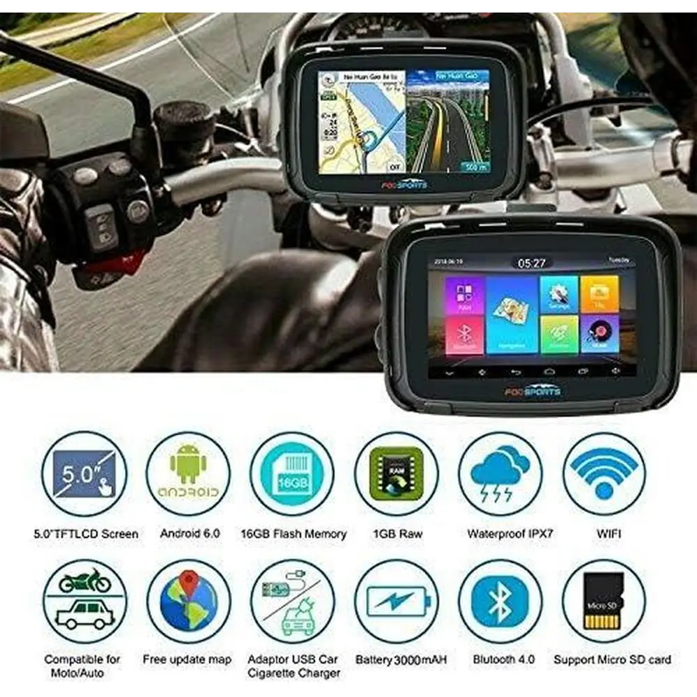 SAT NAV с 5-дюймовым TFT Android 6.0 Bluetooth Автомобильная GPS-навигация 1 ГБ DDR 16 Флэш-памяти Для