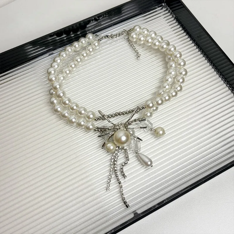 Двухслойные жемчужные ожерелья Draweye для женщин с животными кисточками Гипербола