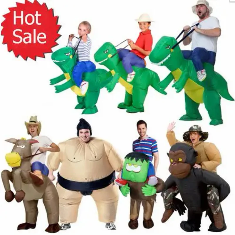 Новинка 2017 надувной костюм фаната T Rex Gorilla Sumo для детей и взрослых коровьей лошади