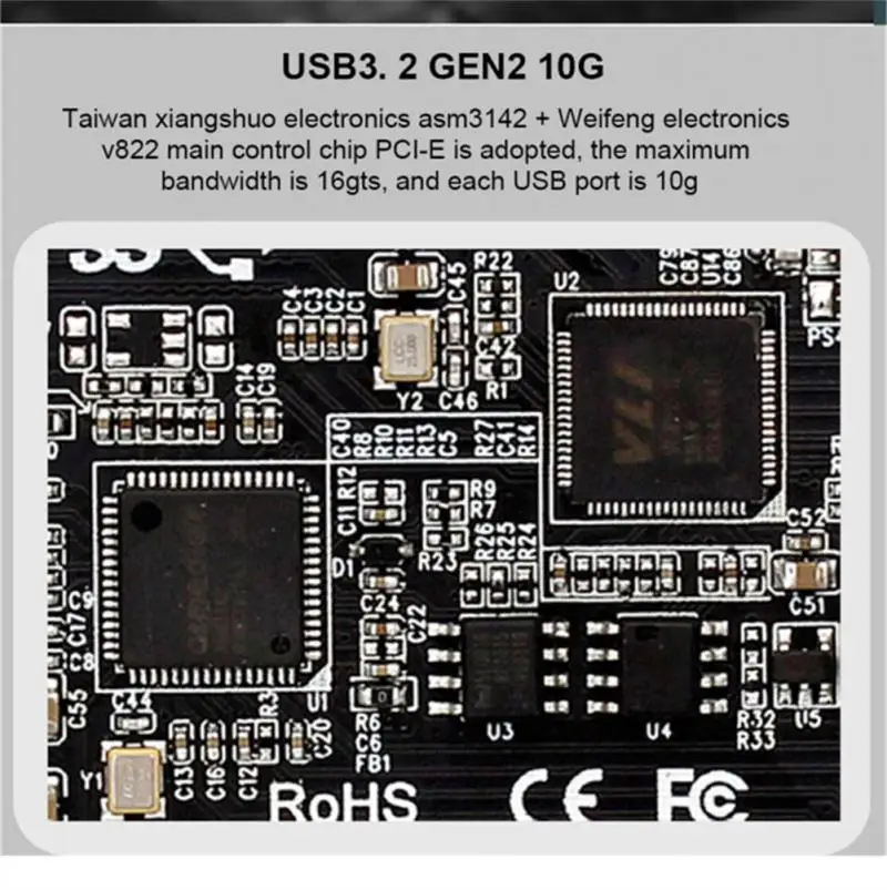 Плата расширения PCI-E к USB 3 0 10 Гбит/с Тип C PCI Express 19/20 контактный разъем для передней