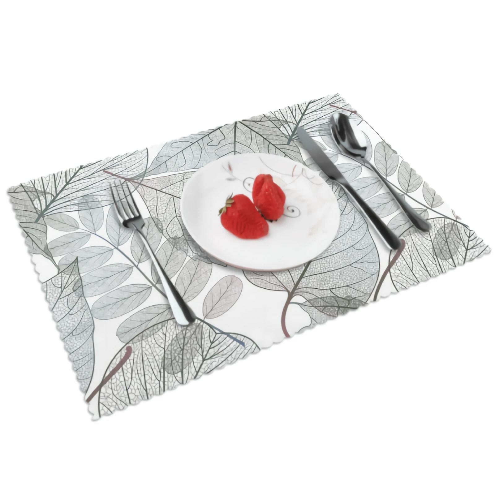 

Leaves Placemats Plant Print Placemat Set of 4 Heat-Resisting Non Slip Table Mats Polyeste Place Mats