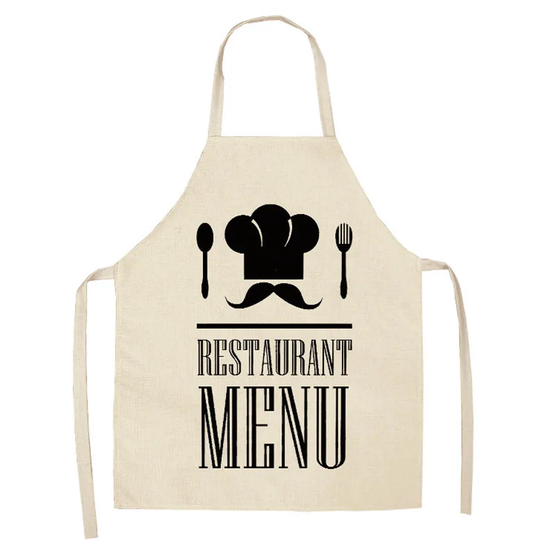 Geometric Letters Linen Apron Aprons for Women Baking Accessories Kitchen Cafe Men apron men |