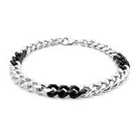 runda mens bracelet stainless steel with black chain adjustable size 21cm fashion hand jewelry cuban link chain men