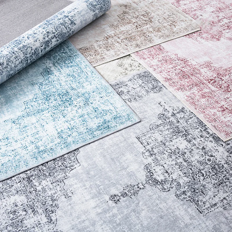 

Bohemian Print Carpet Ethnic Style Decorative Rug Living Room Bedroom Bedside Rug American Country Rug Washable Rug Non-Slip Rug