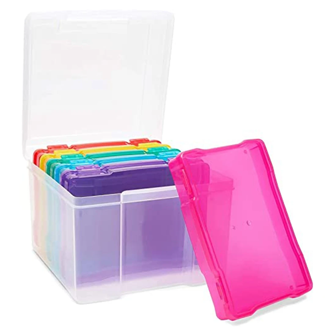 

5X7 inch Photos Cases and Clear Craft Keeper with Buckle Design 6 Inner Cases Plastic Storage Container Box A