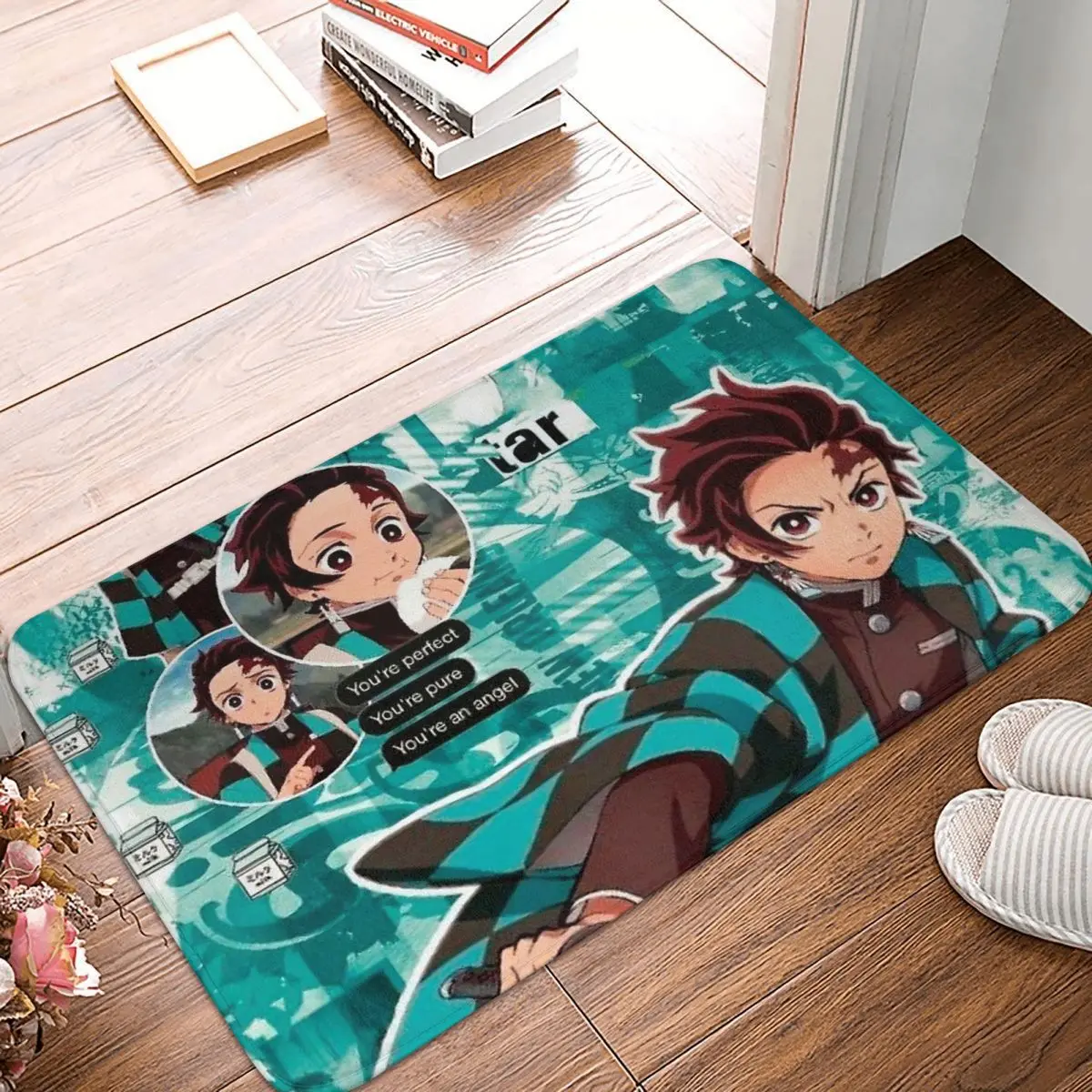 

Demon Slayer Kimetsu no Yaiba Anime Bathroom Non-Slip Carpet 5 Flannel Mat Entrance Door Doormat Home Decoration Rug