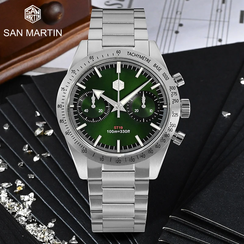 

San Martin SM57 Vintage Luxury Chronograph Men Automatic Watches Sapphire Seagull ST1901 Diving Watch Manual winding Wristwatch