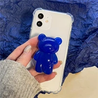 cute animal blue bear folding stand girl soft case for iphone 11 12 13 pro max 7 8 plus xr x xs se 2020 anti drop cover fundas