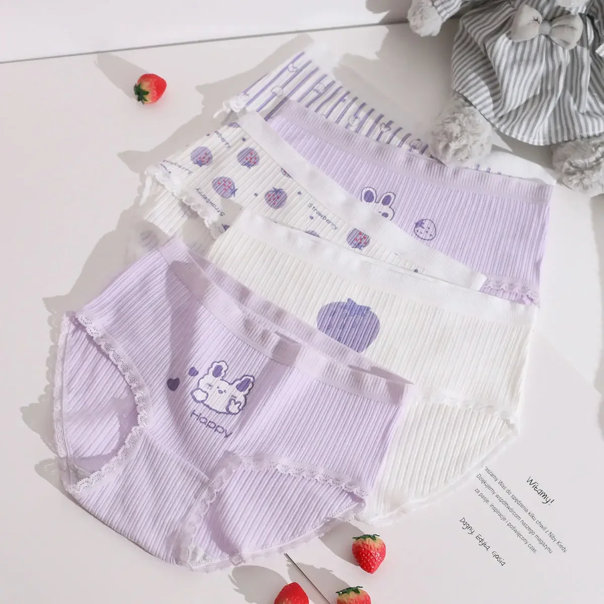 Оптовая продажа женские трусики Kawaii Lolita с японским мультяшным клубничным