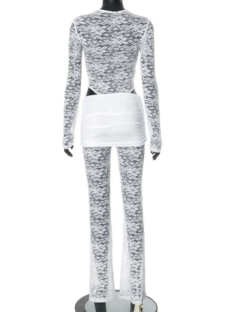 Элегантные женские кружевные брюки комплект из двух предметов сексуальное боди