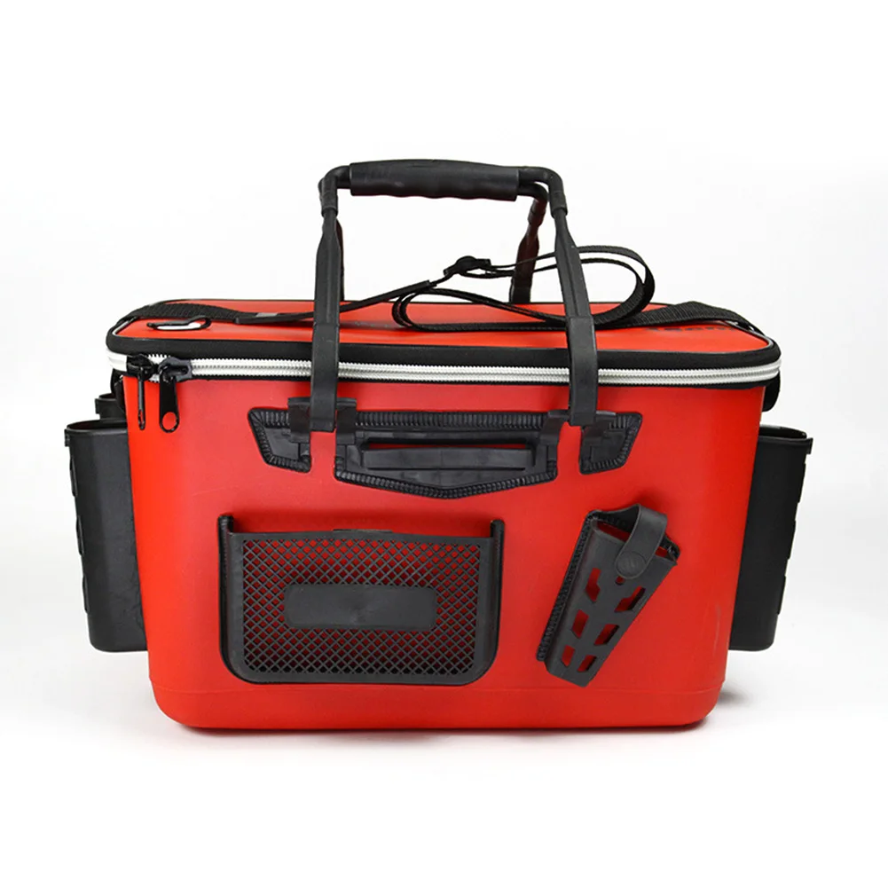 

Outdoor Thickened With Handle Large Capacity Mesh Pouch Fishing Box Zipper Closure Living Tackle Storage Shoulder Strap EVA