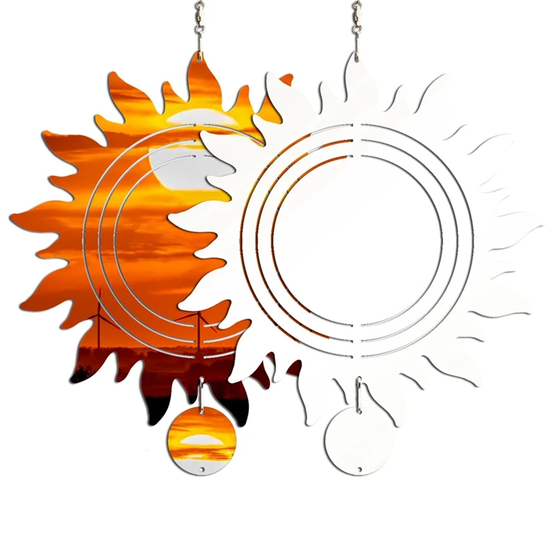 

4Pack Wind Powered Kinetic Sculpture Spinner Suspension Trim Sun Shape 3D Aluminum For Yards&Gardens