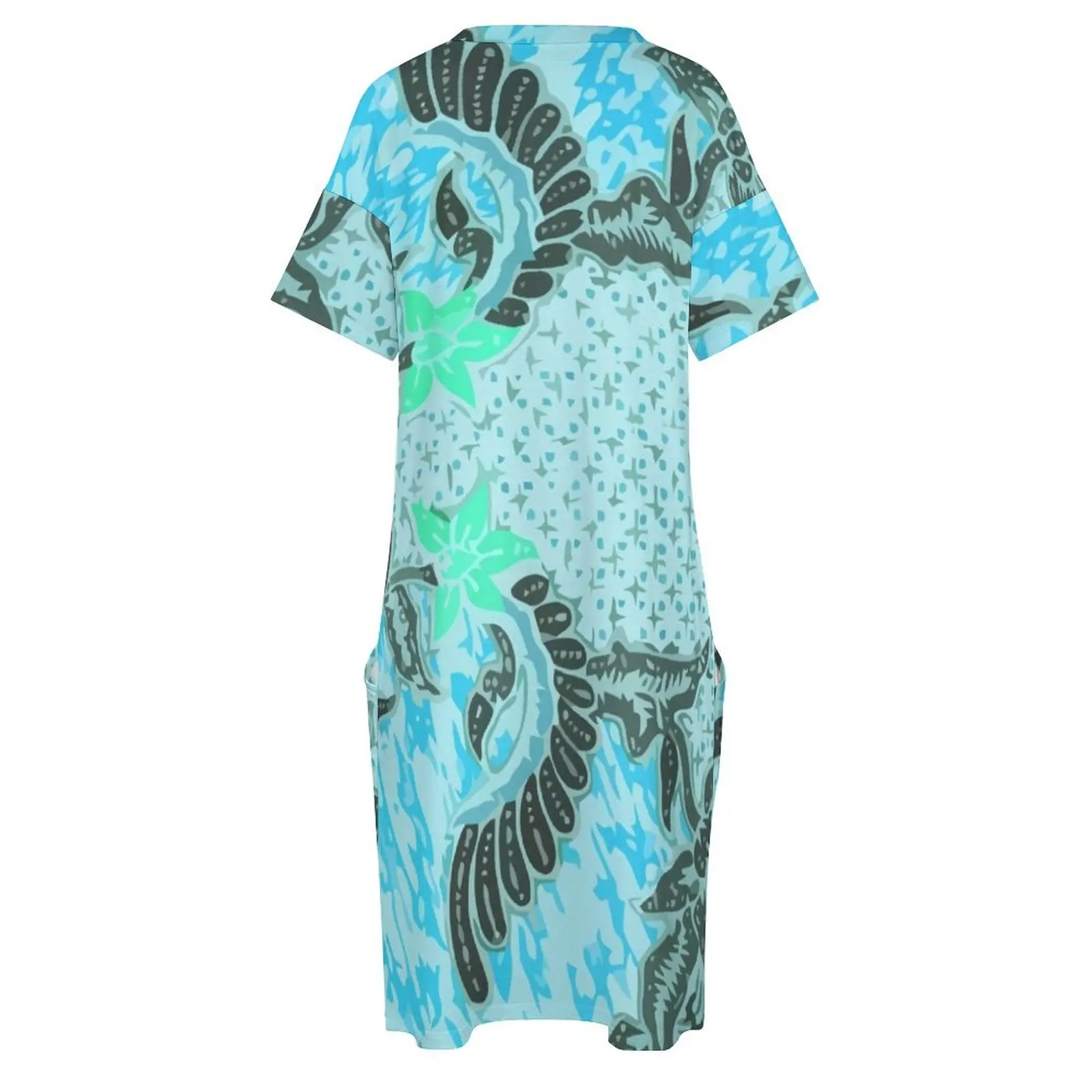 Бирюзовое свободное карманное платье Бали Батик вечерние платья элегантное