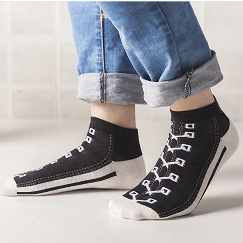 6pairs Funny Canvas Shoes Patterned Socks Summer Cotton Casual Boat Socks College Vintage Couples Short Ankle Socks Man &women