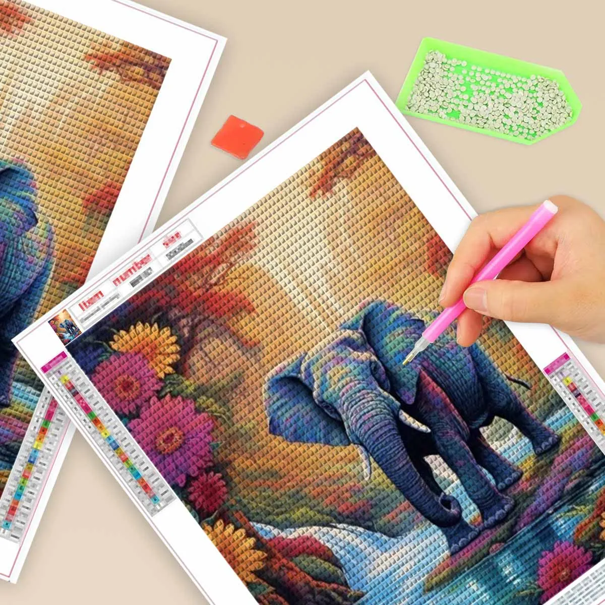 Алмазная вышивка сделай сам мозаика пересечение реки слона крестиком для