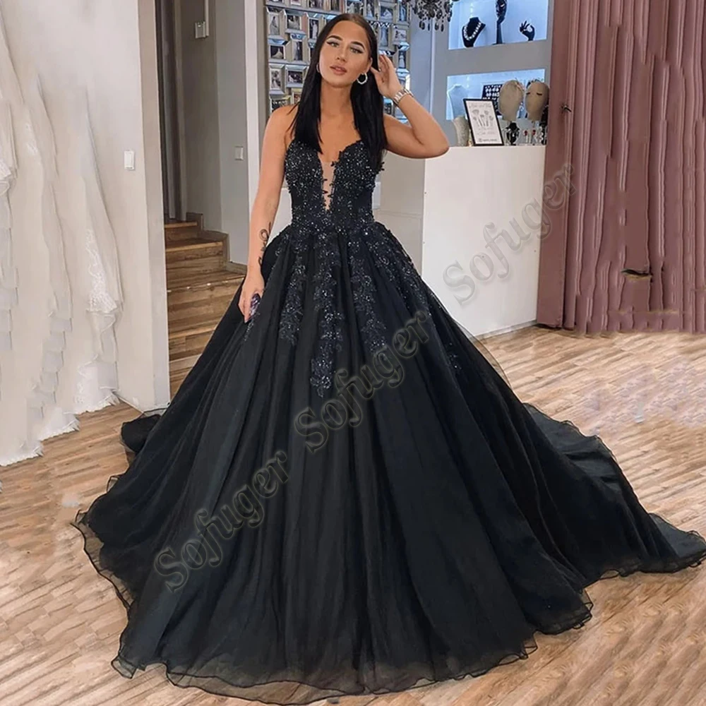 

SOFUGE Prom Dresses 2023 Evening Dresses A-Line Spaghetti Strap Sleeveless Sexy Sheer V-Neck Custom Made Robe Soirée Femme