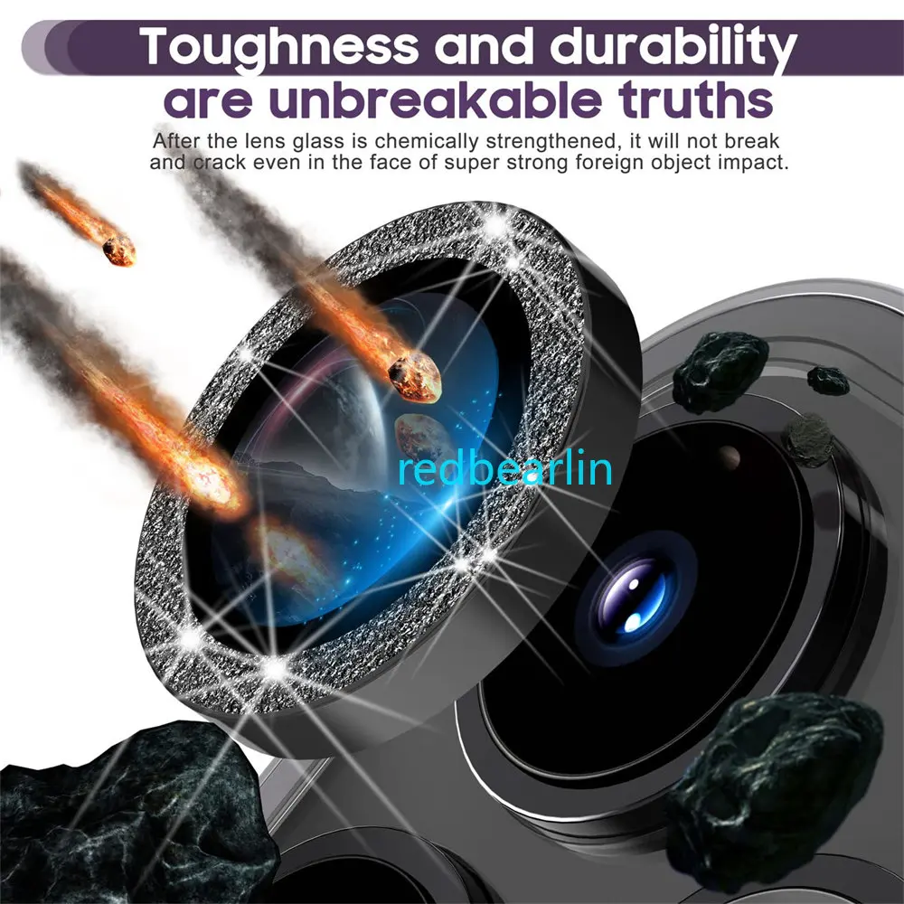 100pcs Luxury Glitter Diamond Camera Lens Protector For iPhone 11 12 13 mini 14 Pro Max Back Camera Glass Protector Sticker Cap