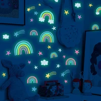 cartoon luminous wall stickers glow in the dark fluorescent rainbow wall decal for kid rooms bedroom ceiling nursery home decor