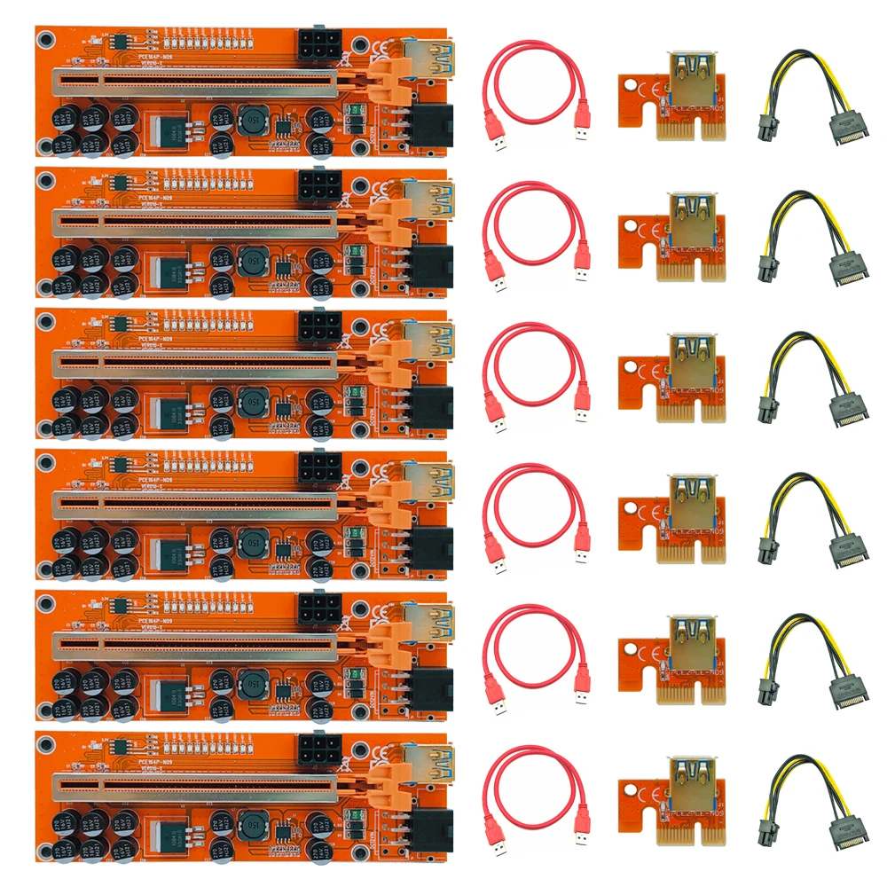 

6PCS PCIE Riser 010 010X VER010X USB 3.0 PCI Express Cable Cabo Riser GPU X16 Extender PCI-E Riser Card Adapter for Miner Mining