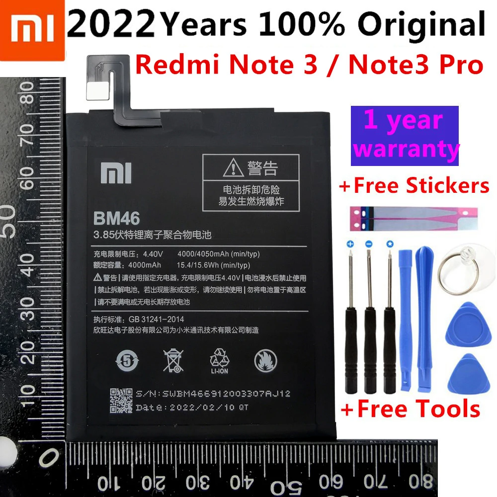 

4000mAh Phone Battery BM46 For Xiaomi Redmi Note 3 Redmi Note 3Pro High Quality Replacement Bateria Rechargeable +Tools Kits