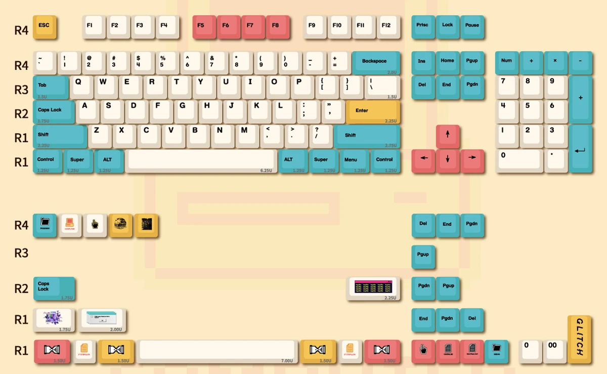 136 Keys 80s Retro Journey Keycaps Custom Cherry Profile PBT Keycaps for Mechanical Keyboard Contrast Color keycap enlarge
