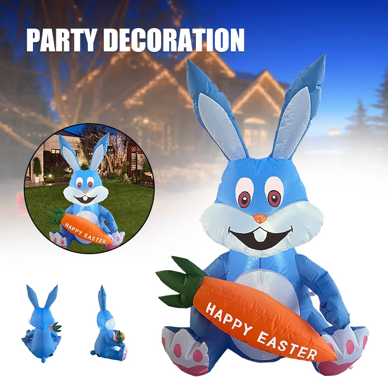 

Inflatable Easter Bunny with LED Lights1.2m Height Rabbit Toy with Carrot Yard Indoor Outdoor Home Garden Party Decoration
