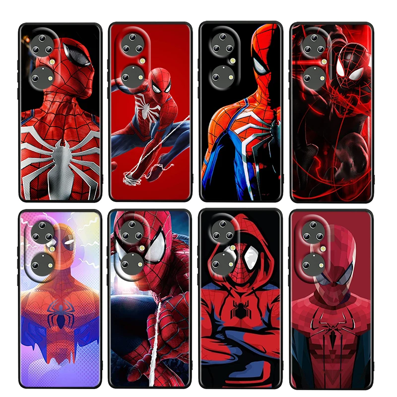 

Avengers red spiderman For Huawei P50 P20 P30 P40 5G P10 Pro Lite E Plus P9 Lite Mini 4G TPU Soft Black Phone Case Fundas Cover