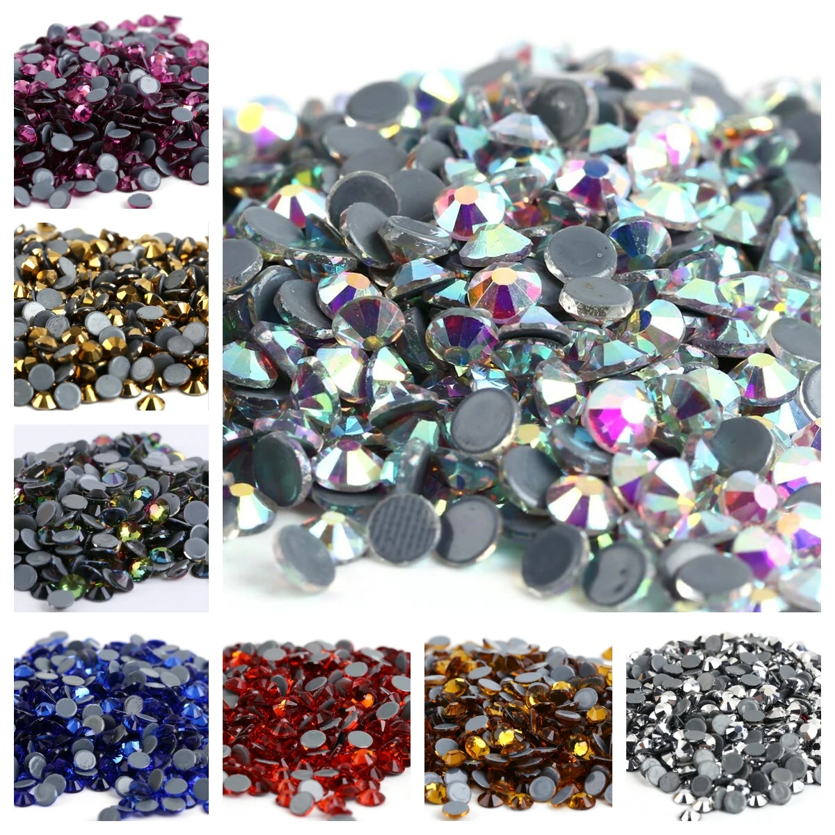 Все размеры 40 Цвета кристалл AB Стразы с прямой основой стразы, Стекло Strass исправленное железо на Стразы для украшения ногтей, швейные и украшенная