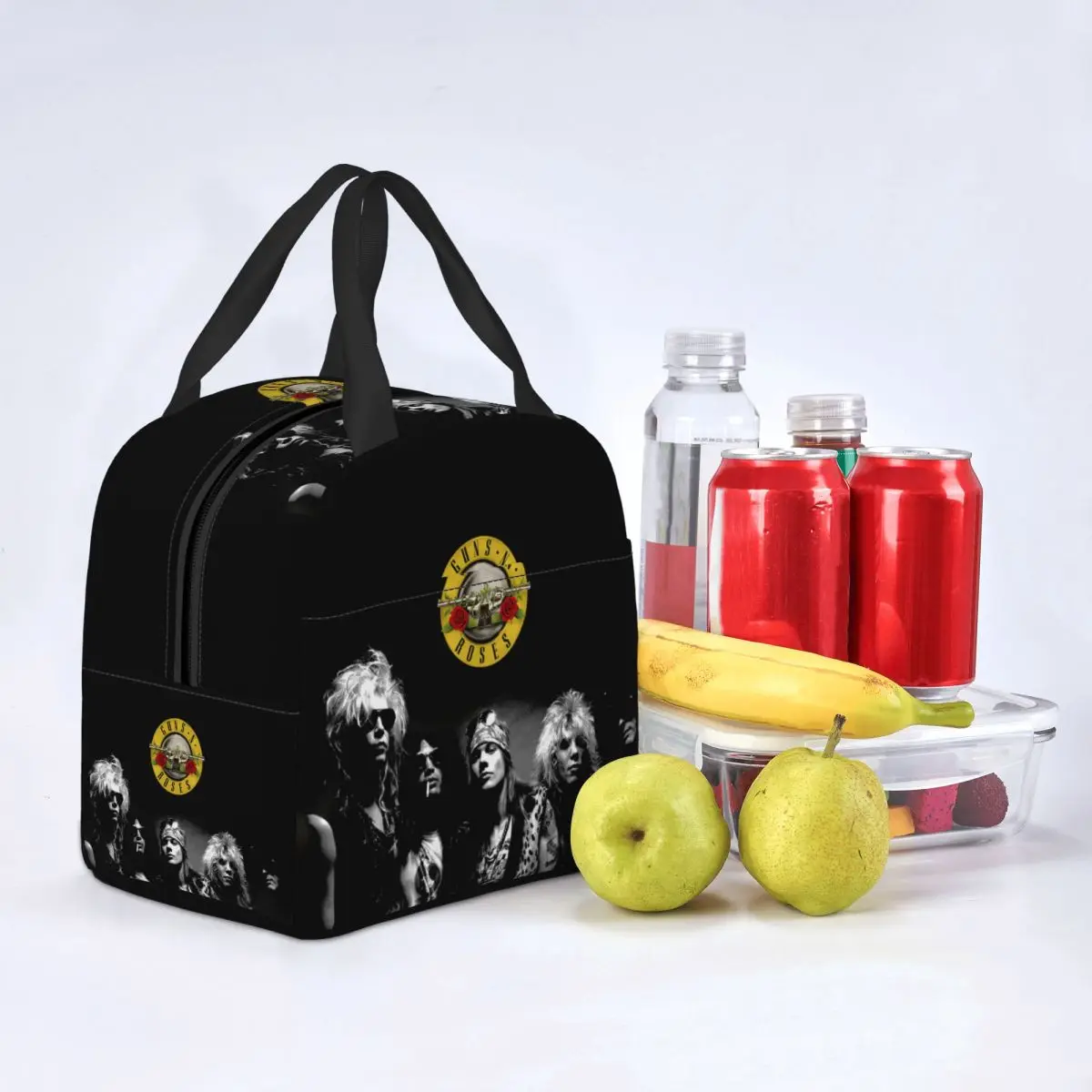 Lunch Bag Rock Band Guns N Roses Insulated Cooler Portable Picnic Oxford Lunch Box Bento Pouch images - 6