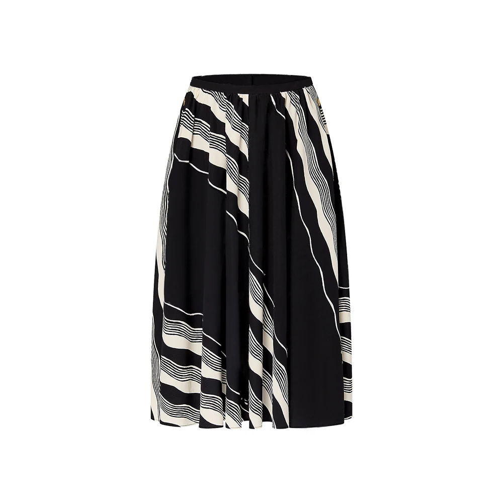 

MS Black White Wave Pattern Skirt #wfms6282