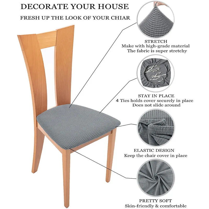 

WaterProof Spandex Removable Chair Covers Elastic Solid Printed Seat Cover for Chair Slipcovers for Dining Room Chair Cover