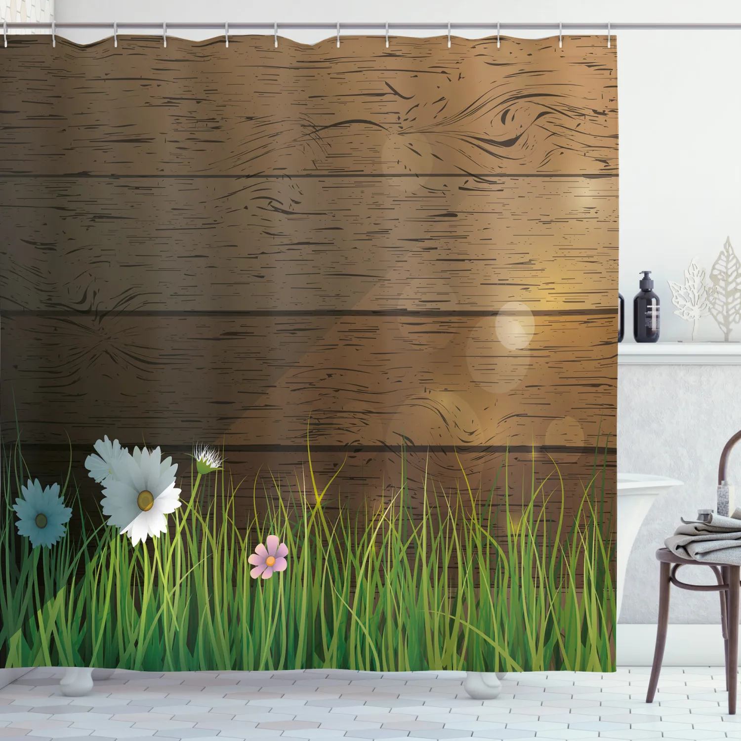 Занавеска для душа с цветочным рисунком 12 крючков | Дом и сад