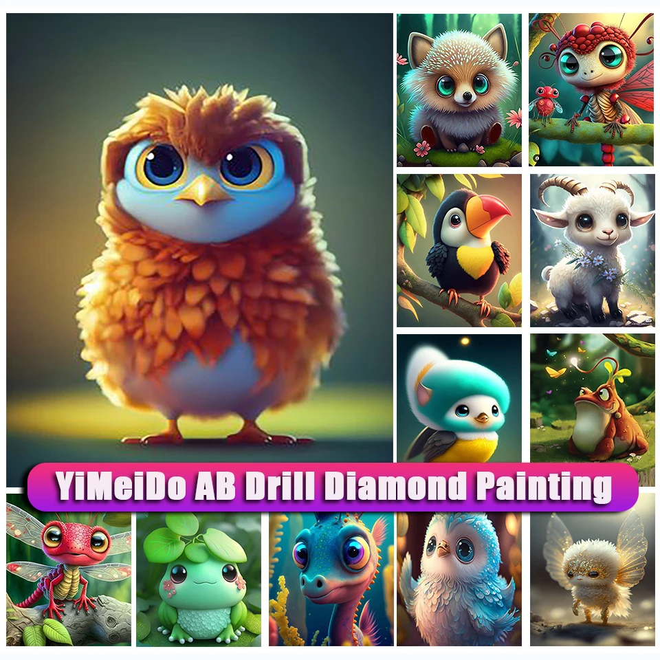 

YiMeido 5D DIY AB Diamond Painting owl Animal Embroidery Kit Zipper bag Diamond Mosaic cartoon Art Rhinestone Home Decor Picture
