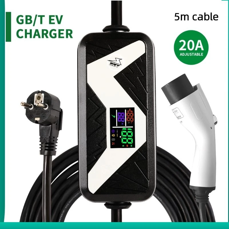 

Portable Home Level 2 EV Charger 20A 4.6KW GB/T Cable Schuko Plug Electric Vehicle Charging Station GB/T EVSE Wallbox Wall Mount