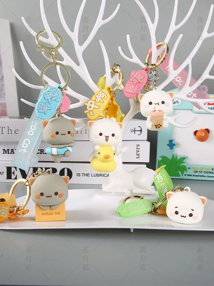 

Anime Mitao Cat Peach Cat Key Figures Buckle Silica Gel Model Dolls Figurine Backpack Decorative Pendant Kids Toy For Girl Gift