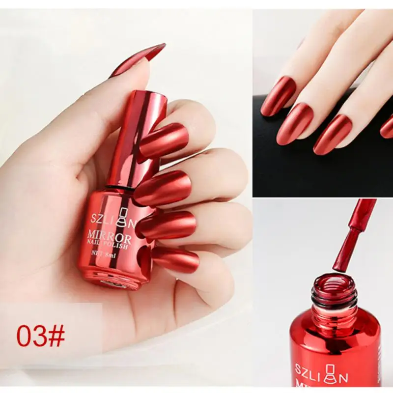 1~5PCS 8ml Mirror Nail Polish Metallic Lacquer Silver Nail Effect Metal Gold Nail Gel Polish Base Top Coat Nails Art Manicure 13
