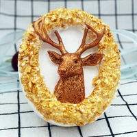 christmas wreath elk candle mold diy craft aromatherapy plaster ornament candle soap silicone molds home decoration gift
