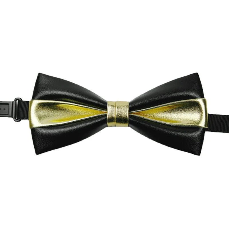 

Men's Wedding Bow Tie Trendy British Korean Fashion PU Leather Groom Host Business Formal Dress Suits Bowtie Gift for Men