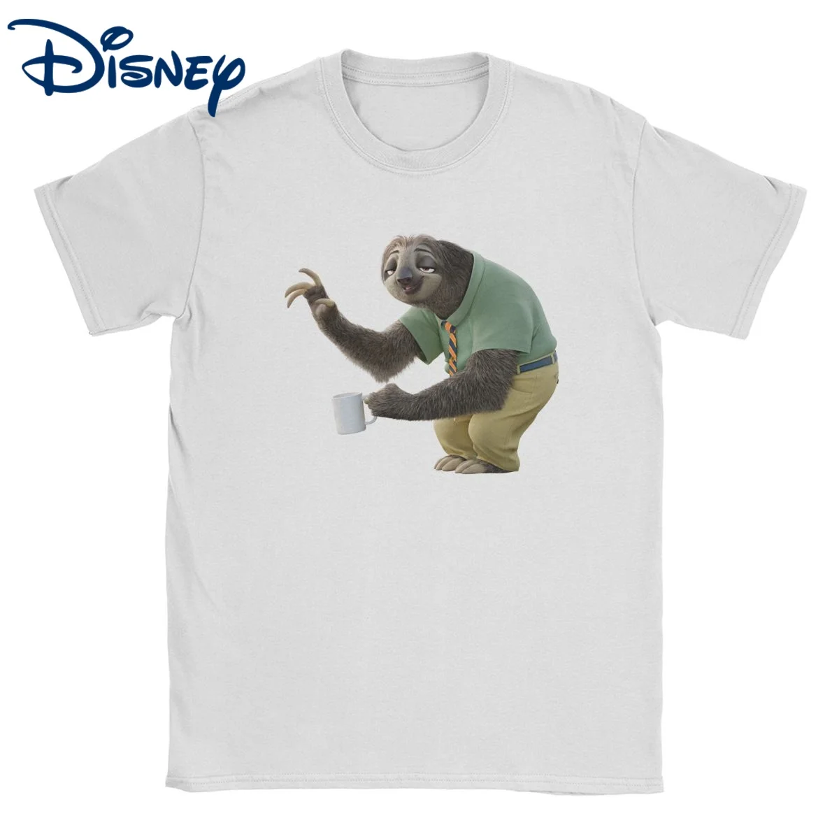 

Футболка для мужчин и женщин, хлопковая с коротким рукавом, с принтом Дисней, с надписью «Zootopia A Working Sloth», топ с круглым вырезом, подарок на день рождения