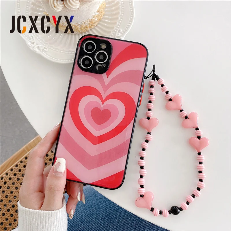 Чехол для телефона с розовой подвеской в форме сердца мягкий чехол цепочкой