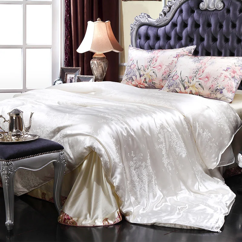 

Double sided Couple bed quilt Bed linen 100% mulberry Silk jacquard Duvet cover double 220x240 arranged high-end bedding custom