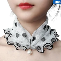 free shipping pearl lace variety scarf dropshipping pearl decoration gold thread lace summer women elegant ruffled scarf
