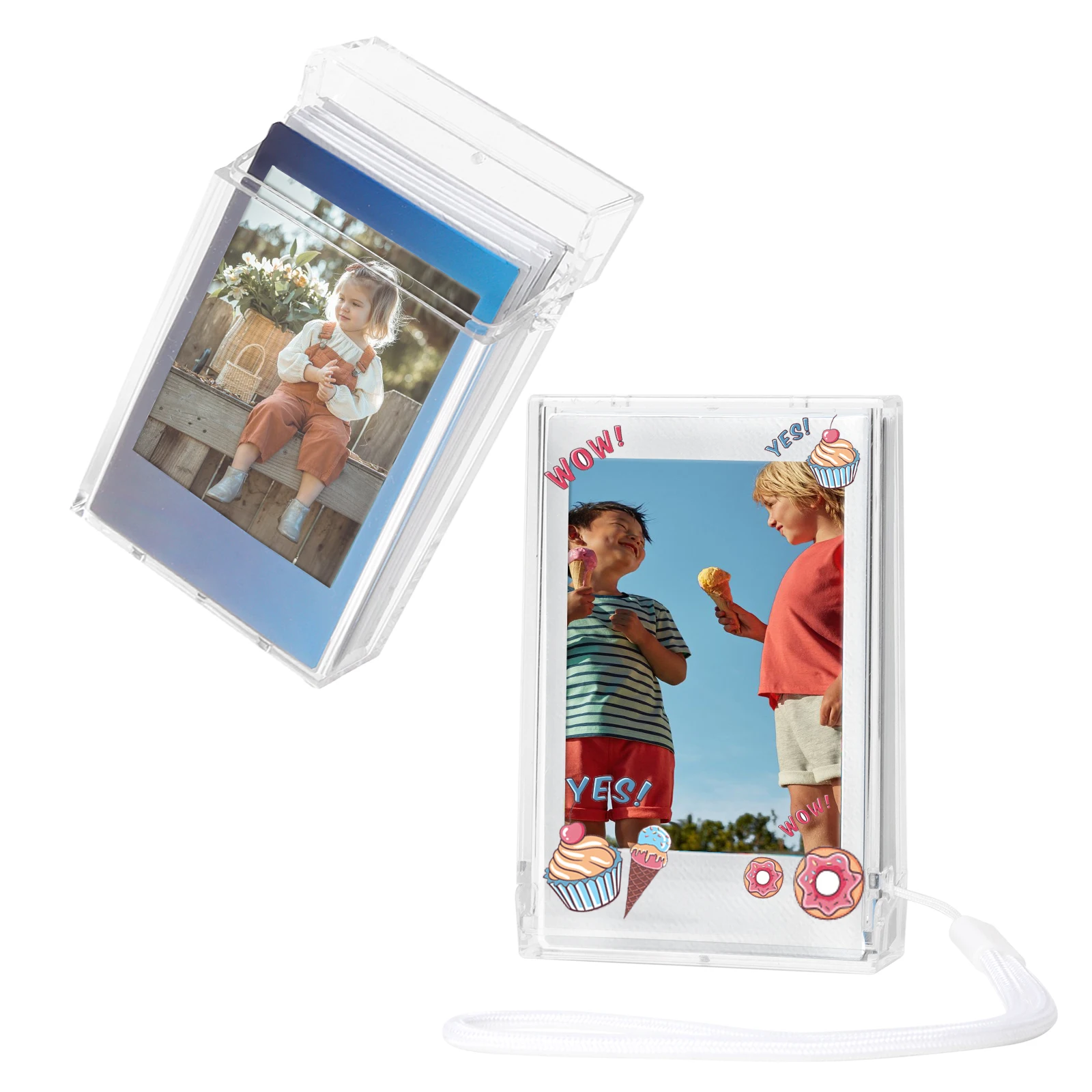 

CAIUL Instax Mini Photo Case for Fujifilm Instax Mini 11/9/8/7 Instant Camera 3-inch Film Clear Photo Storage Box with Strap