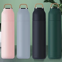 travel large capacity stainless steel airless bottle 500ml silicone handle airless bottle multifunctional office cup