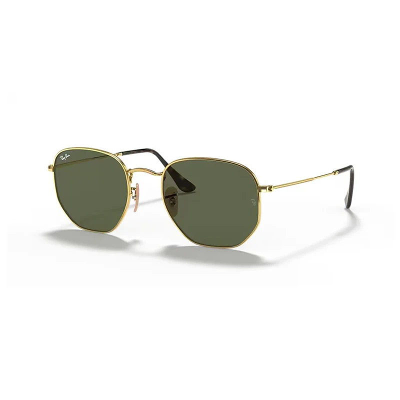 Фото Оригинальные солнцезащитные очки Rayban Hexagonal 3548, классические круглые солнцезащитные очки с золотой отделкой в ​​коробке №1