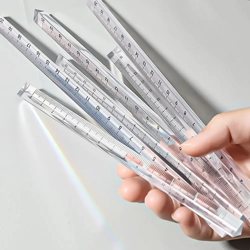 

Scale on Both Sides Acrylic Accurate Transparent Straight Ruler Students Stationery Measuring Tools Triangular Rulers