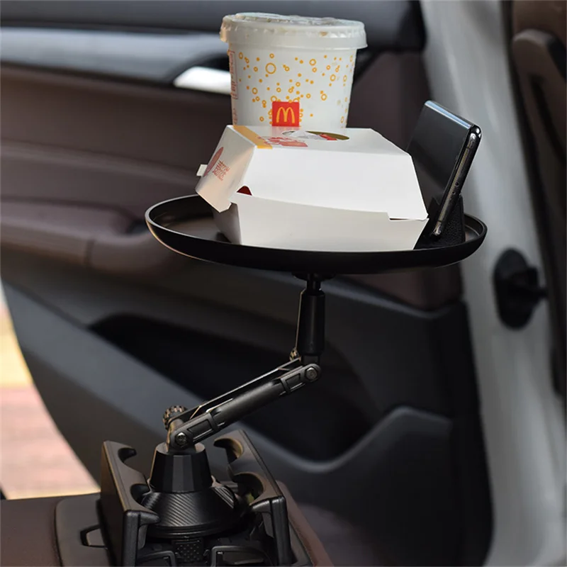 Car Cup Holder Tray Adjustable 360 Rotating Car Tray Table Plate Desk Organizer Beverage Coffee Burger Water Cup Phone Rack